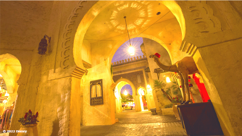 「ワールド・ショーケース」エリアにあるパビリオン、モロッコ館。モロッコ料理が味わえるレストランも◎