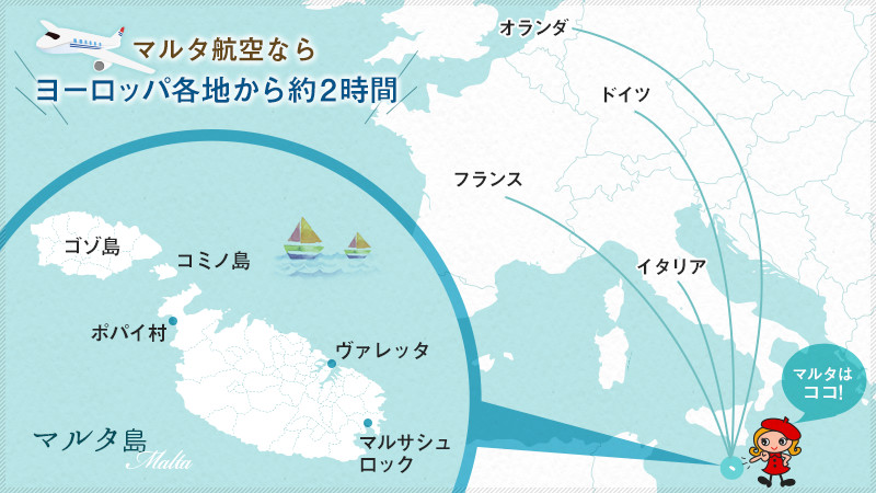 マルタ航空を使えば最短ルートでマルタに到着♪