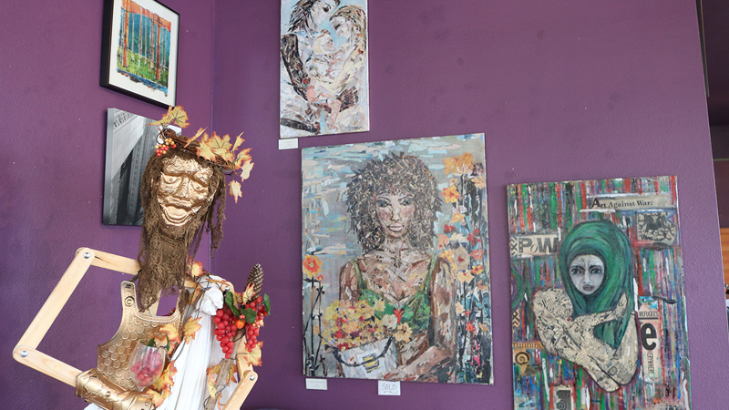 顔！顔！顔！こんなに個性的なのに、お洒落に見えてしまうから不思議。（アース&ヴァン ワインバー&アートギャラリー）